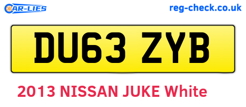 DU63ZYB are the vehicle registration plates.