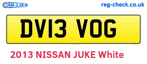 DV13VOG are the vehicle registration plates.