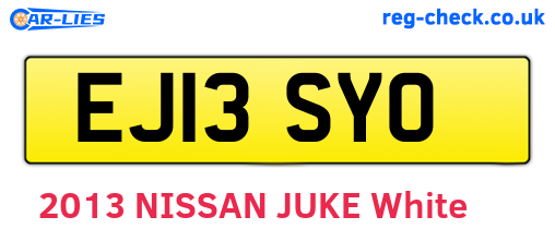 EJ13SYO are the vehicle registration plates.