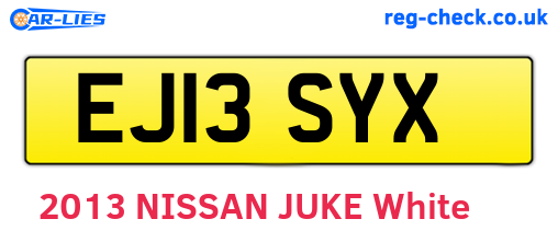 EJ13SYX are the vehicle registration plates.