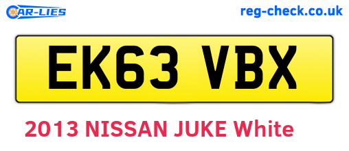 EK63VBX are the vehicle registration plates.