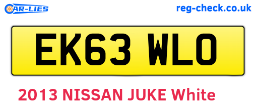 EK63WLO are the vehicle registration plates.