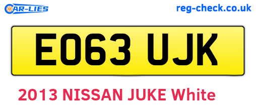 EO63UJK are the vehicle registration plates.