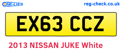 EX63CCZ are the vehicle registration plates.
