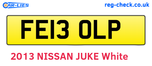 FE13OLP are the vehicle registration plates.
