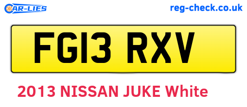 FG13RXV are the vehicle registration plates.