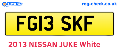 FG13SKF are the vehicle registration plates.