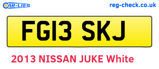FG13SKJ are the vehicle registration plates.