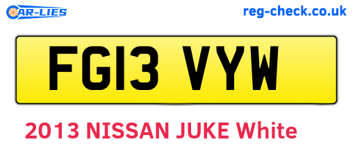 FG13VYW are the vehicle registration plates.