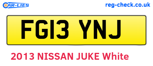 FG13YNJ are the vehicle registration plates.