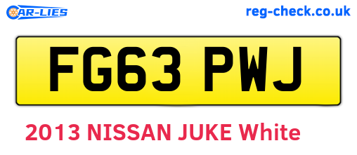 FG63PWJ are the vehicle registration plates.
