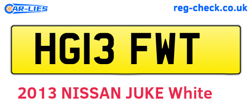 HG13FWT are the vehicle registration plates.