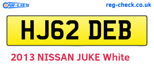 HJ62DEB are the vehicle registration plates.