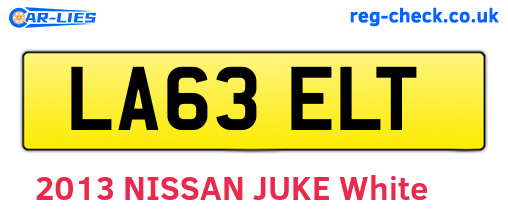 LA63ELT are the vehicle registration plates.