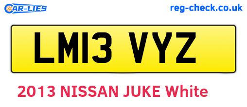LM13VYZ are the vehicle registration plates.