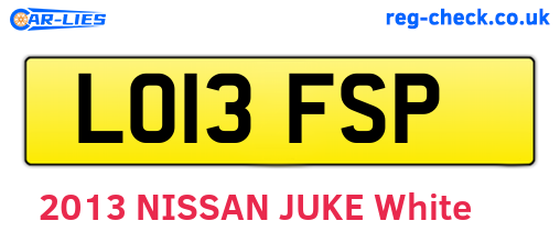 LO13FSP are the vehicle registration plates.
