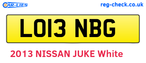 LO13NBG are the vehicle registration plates.
