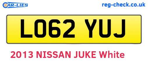 LO62YUJ are the vehicle registration plates.