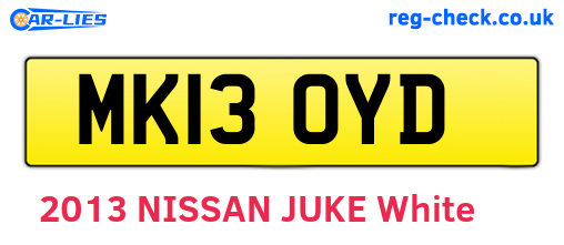 MK13OYD are the vehicle registration plates.