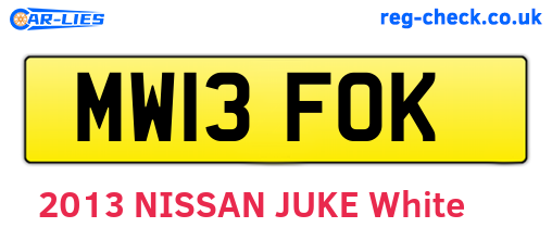 MW13FOK are the vehicle registration plates.