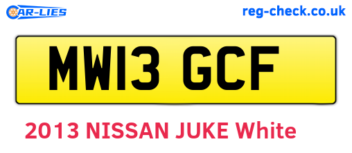 MW13GCF are the vehicle registration plates.