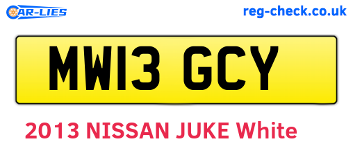 MW13GCY are the vehicle registration plates.