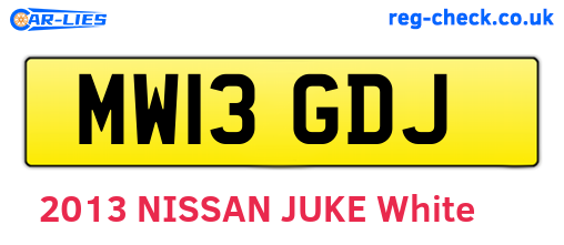 MW13GDJ are the vehicle registration plates.