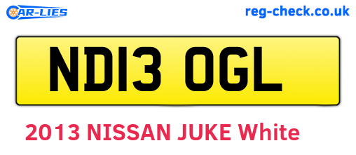 ND13OGL are the vehicle registration plates.