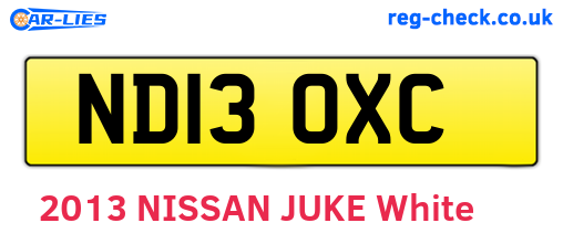 ND13OXC are the vehicle registration plates.