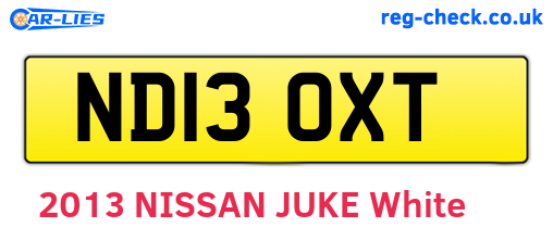 ND13OXT are the vehicle registration plates.