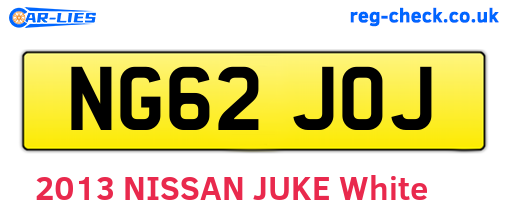 NG62JOJ are the vehicle registration plates.
