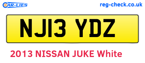 NJ13YDZ are the vehicle registration plates.