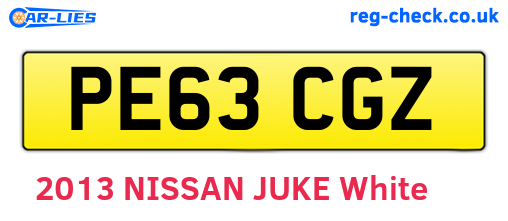 PE63CGZ are the vehicle registration plates.