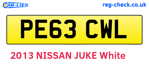 PE63CWL are the vehicle registration plates.