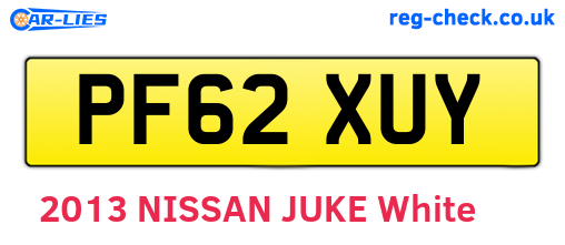 PF62XUY are the vehicle registration plates.