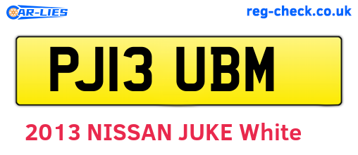 PJ13UBM are the vehicle registration plates.