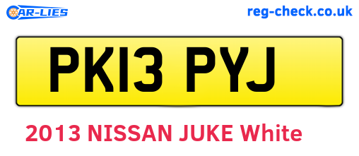 PK13PYJ are the vehicle registration plates.