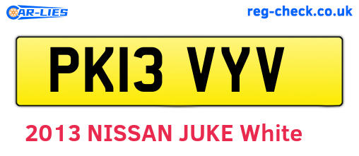 PK13VYV are the vehicle registration plates.