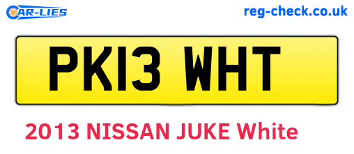 PK13WHT are the vehicle registration plates.