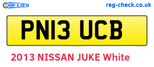 PN13UCB are the vehicle registration plates.