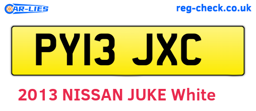 PY13JXC are the vehicle registration plates.