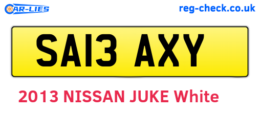 SA13AXY are the vehicle registration plates.