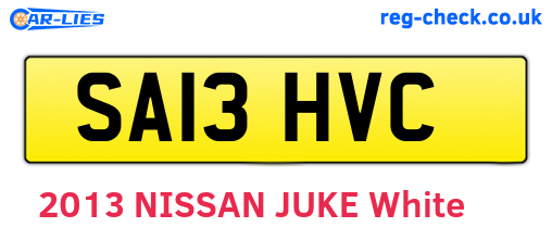 SA13HVC are the vehicle registration plates.