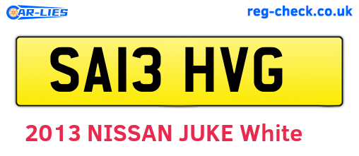 SA13HVG are the vehicle registration plates.