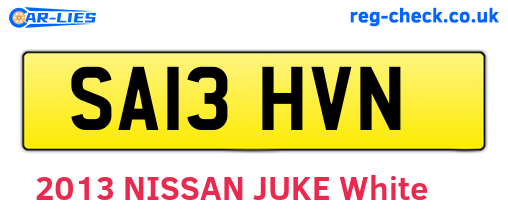 SA13HVN are the vehicle registration plates.