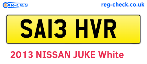 SA13HVR are the vehicle registration plates.