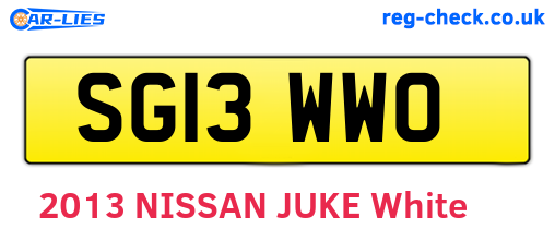 SG13WWO are the vehicle registration plates.