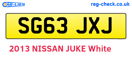 SG63JXJ are the vehicle registration plates.