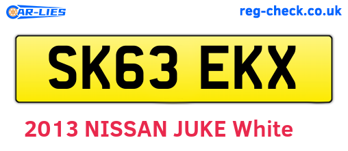 SK63EKX are the vehicle registration plates.