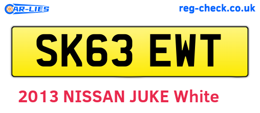 SK63EWT are the vehicle registration plates.